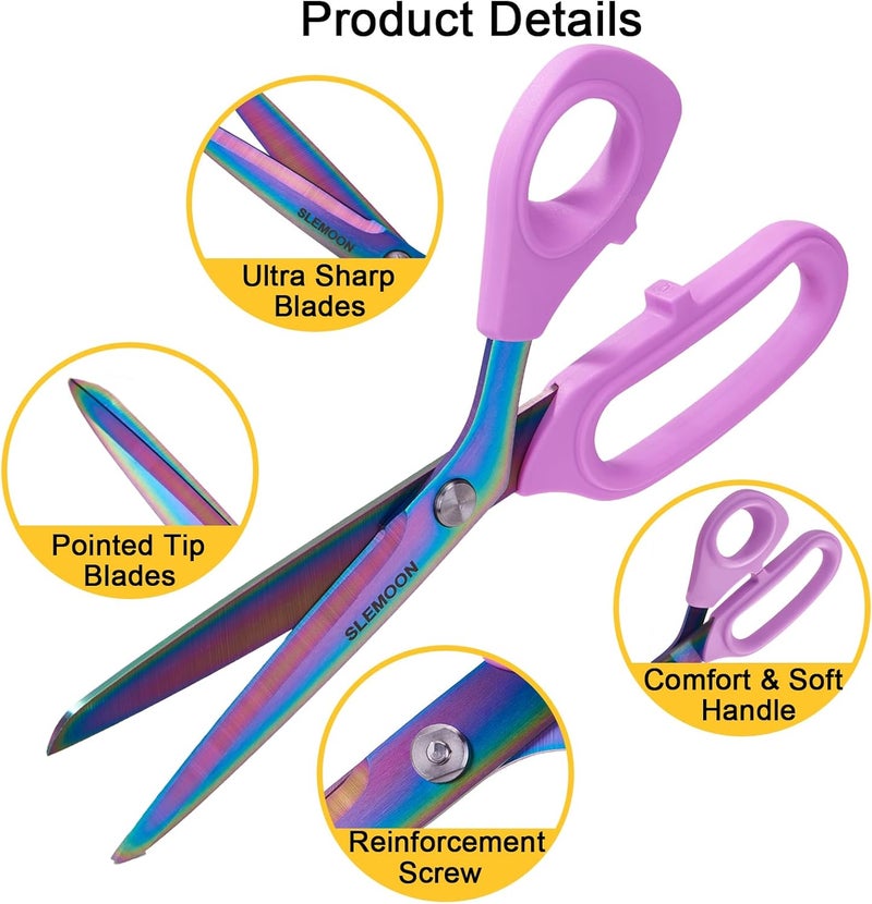 SLEMOON 10-Inch Scissors All Purpose - Sharp and Colorful Blades,Fabric, Leather, Craft Scissors with Soft Comfort Grip, Light Purple,Gift Idea for Sewing, Crafting, Office, Home - Image 5